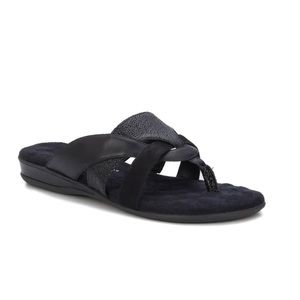 Walking Cradles Black Nisha Leather Sandals Women’s Size 6.5 Cushion Footbed NEW